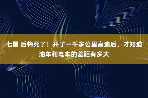 七星 后悔死了!开了一千多公里高速后,才知道油车和电车的差距有多大